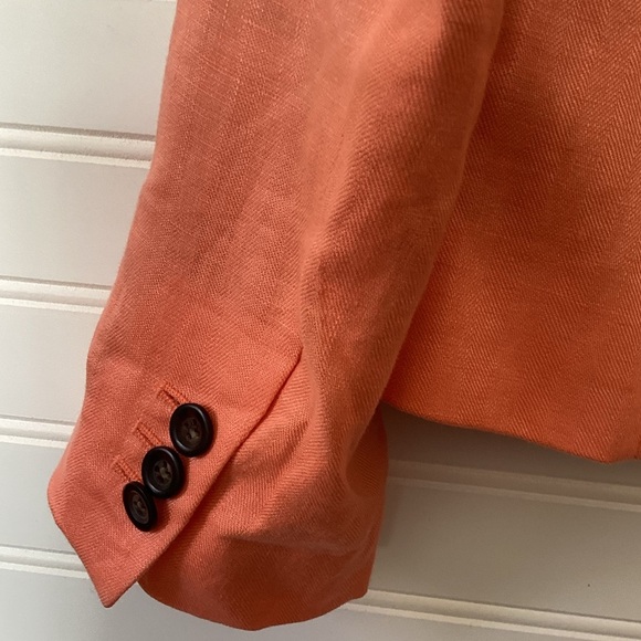 J.Crew Women's Orange Schoolboy Front Two Button size 6 100% Linen - Picture 8 of 12
